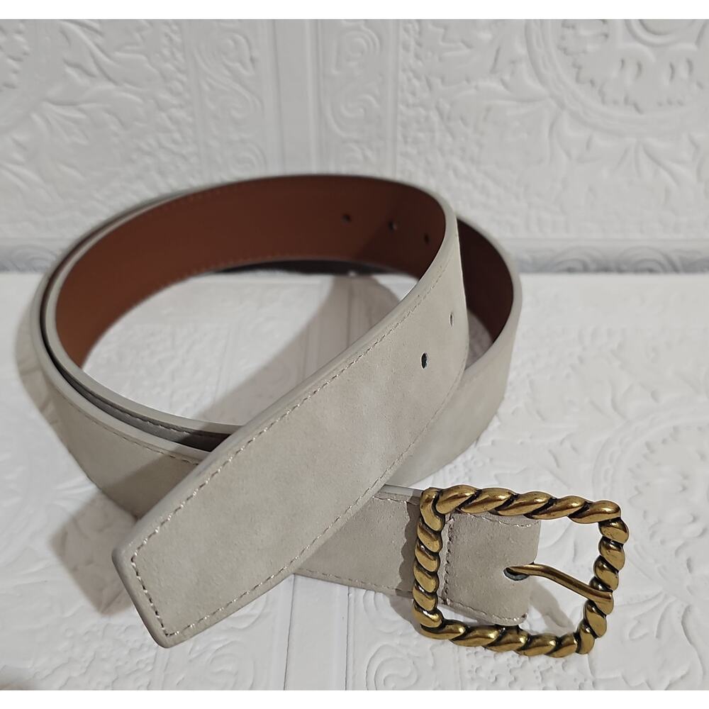 NWOT Universal Thread Faux Suede Belt Brass Gold Buckle Womens Large Beige